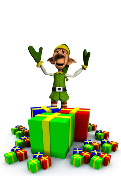Elf And Presents — Stock Photo, Image