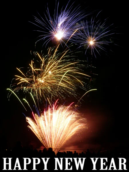 Fogos de artifício Feliz Ano Novo — Fotografia de Stock