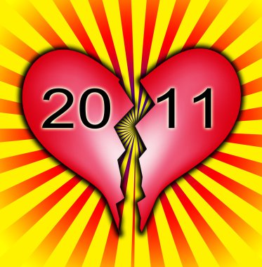 A broken heart representing hate and loathing of the new year. clipart