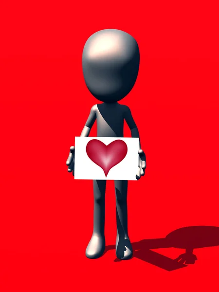 Una Figura Simple Que Lleva Signo Del Corazón Del Amor — Foto de Stock