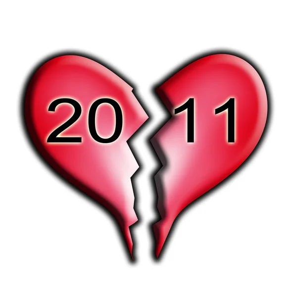 Broken Heart Representing Hate Loathing New Year — Stock Photo, Image