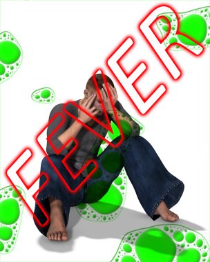 Concept showing someone with a fever brought on by illness. clipart