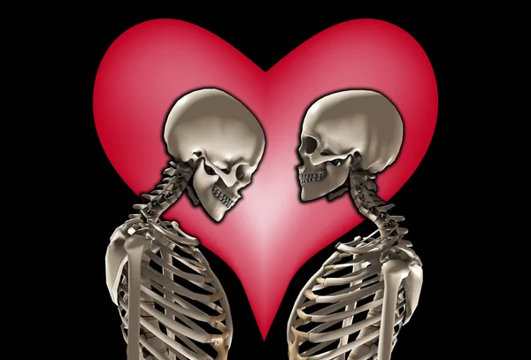 Skeletons With Love Heart — Stock Photo, Image