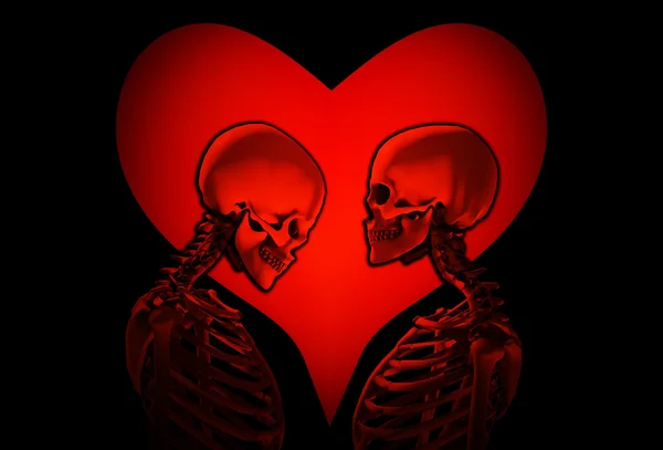 Esqueletos com coração de amor — Fotografia de Stock