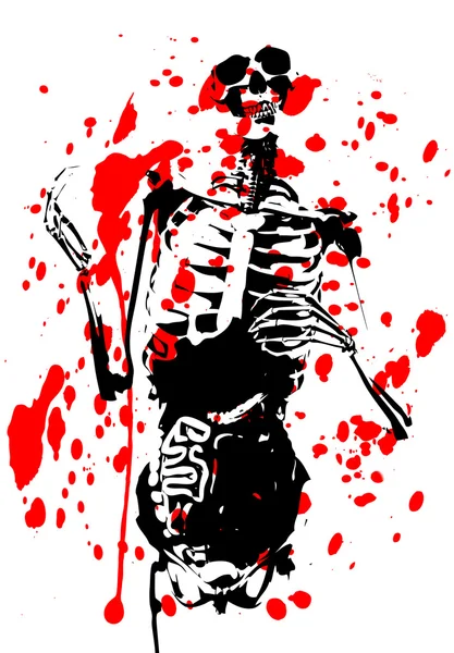 Uma Ilustração Esqueleto Coberto Sangue — Fotografia de Stock