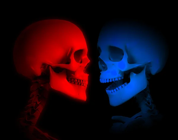 Squelettes rouges et bleus — Photo