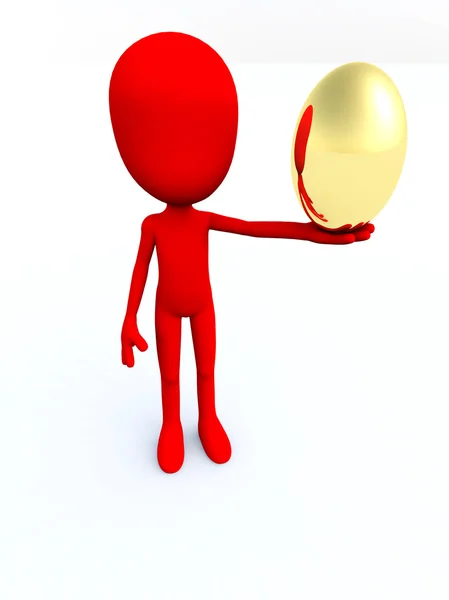 Мультфильм "Человек и пасхальное яйцо" — стоковое фото