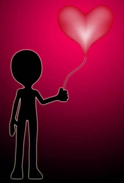 Balão com um coração de amor — Fotografia de Stock
