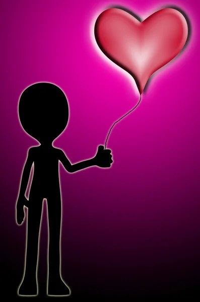 Balão com um coração de amor — Fotografia de Stock