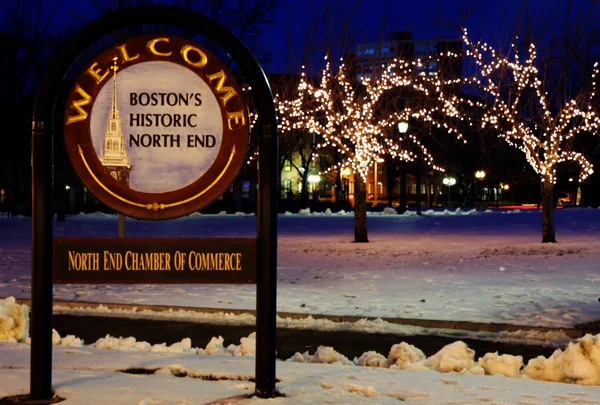 stock image North End Chamber of commerce sign in Boston