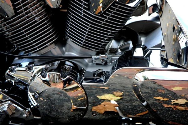 Motorcycle engine at autumn — Stock Photo, Image