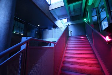 Stairs with colorful lighting clipart