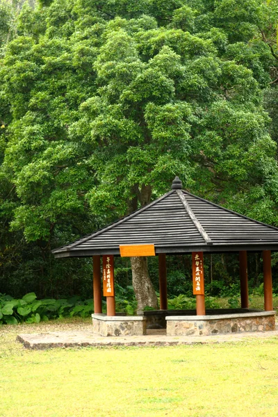 Petit pavillon au milieu de la nature avec fond forestier — Photo