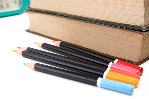 Zurück zum Schulkonzept mit Büchern und Bleistiften — Stockfoto