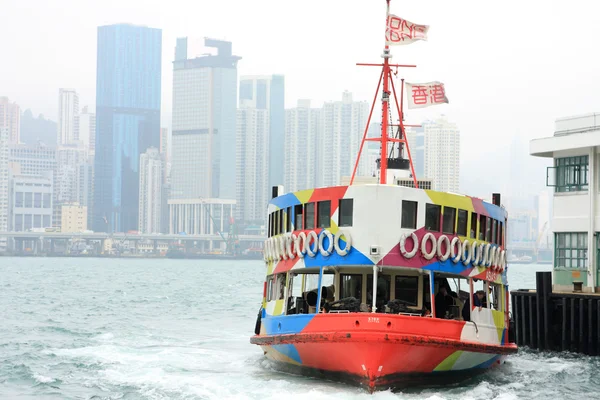 Barco Balsa Victoria Harbor Hong Kong Durante Dia — Fotografia de Stock