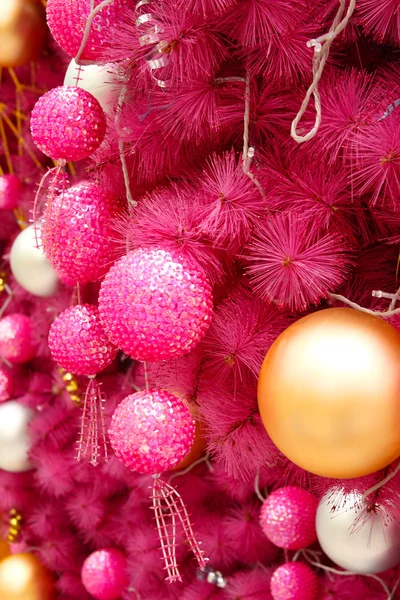 Ροζ Φόντο Χριστούγεννα Πολλές Μπάλες — Φωτογραφία Αρχείου