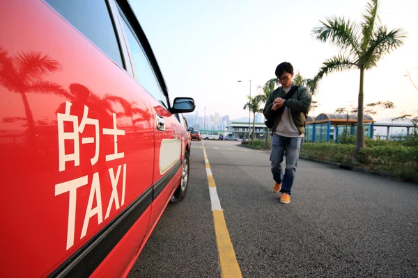 Ásia Homem Vai Tomar Táxi — Fotografia de Stock