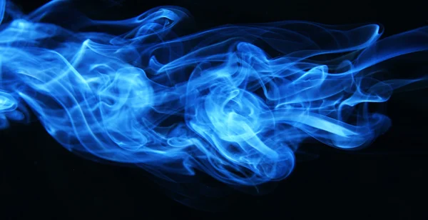 Stream Blue Smoke Black Background — Stock Photo, Image