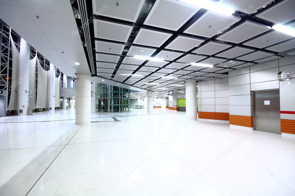 modern hall in building, large area