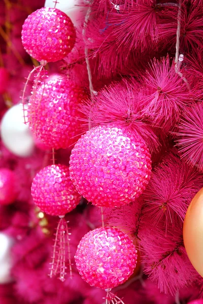 Ροζ Φόντο Χριστούγεννα Πολλές Μπάλες — Φωτογραφία Αρχείου
