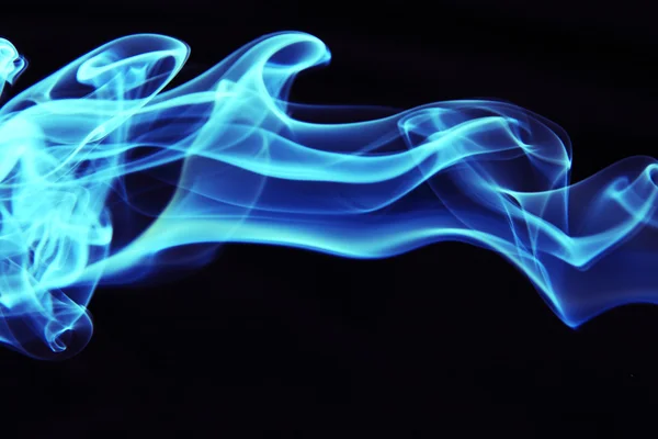 Stream Blue Smoke Black Background — Stock Photo, Image