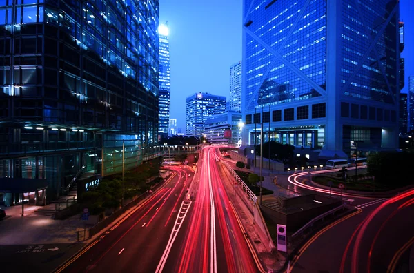 Light trail at busy highway — Stock Photo, Image