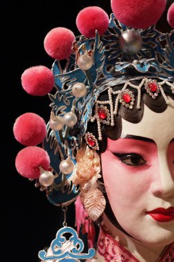 Chinese opera dummy and black cloth as text space clipart