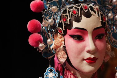 Chinese opera dummy and black cloth as text space clipart