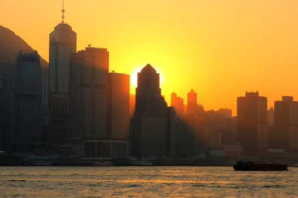 Gün batımında Hong Kong silueti — Stok fotoğraf