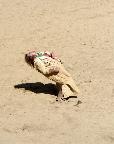 stock image Cowboy Bandit being shot in a gunfight