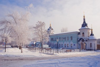 Church in winter clipart