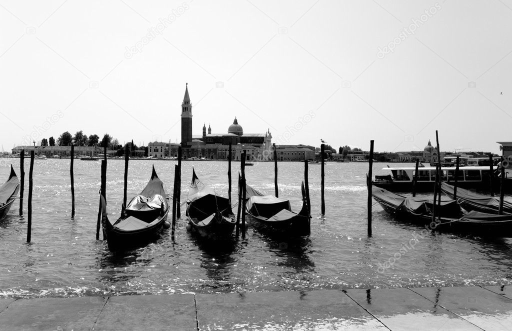 The wharf of the gondolas to Venice.