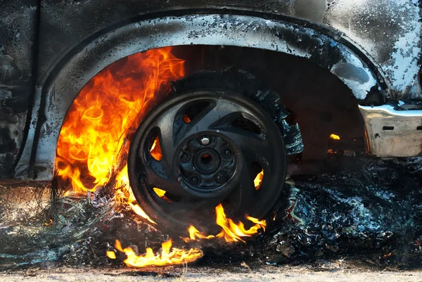 Araba yangını detay — Stok fotoğraf