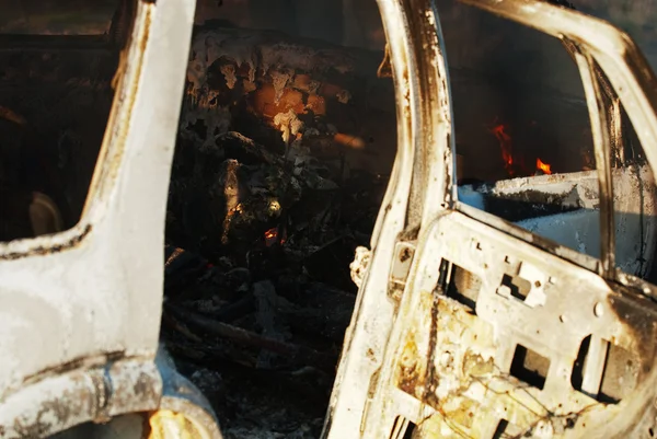 Autó tűz részletesen — Stock Fotó