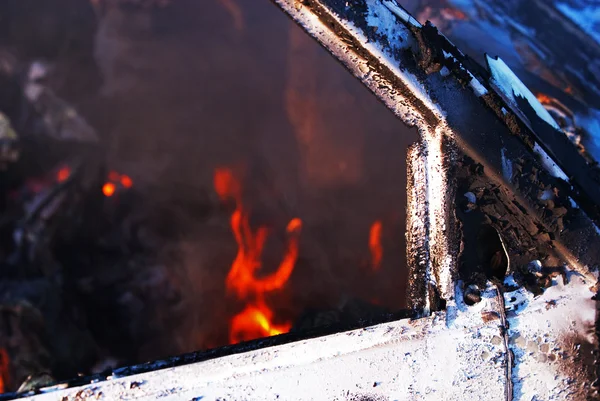Bilen eld detalj — Stockfoto
