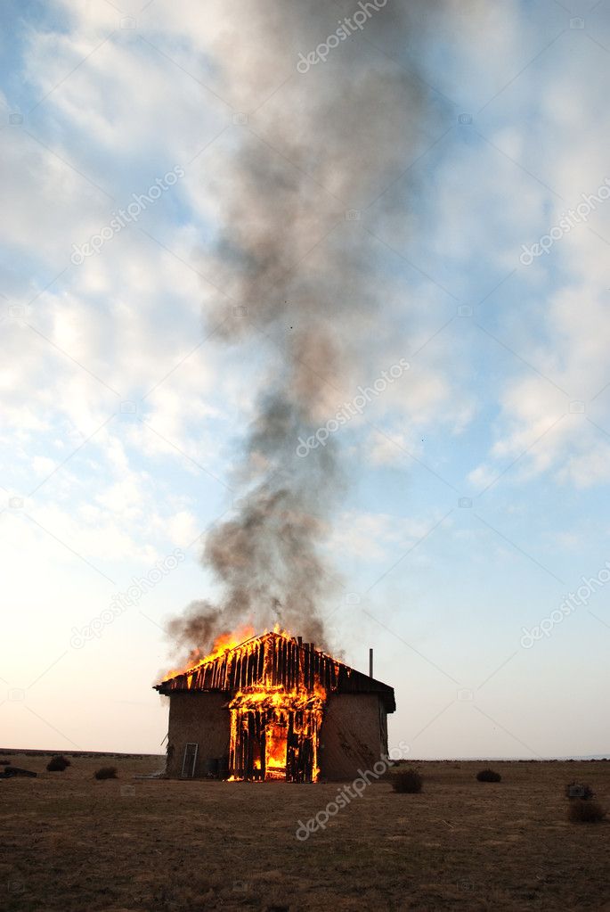 Fire in an abandoned house