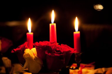 Rose and three candles clipart