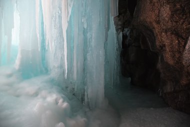 Frozen waterfall inside clipart