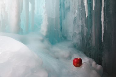 Frozen waterfall and apple clipart