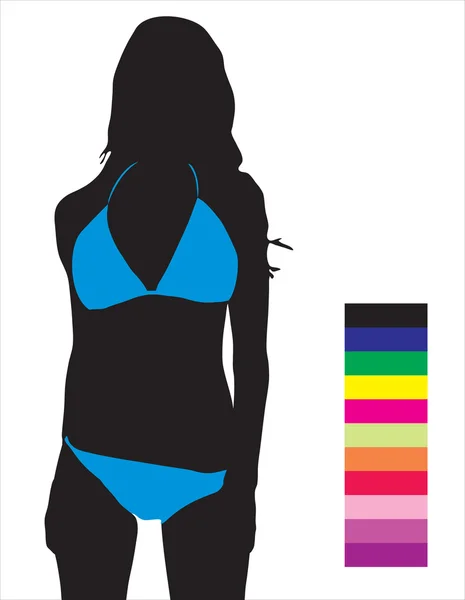Samples of colors of bathing suits for girls — Stock Vector