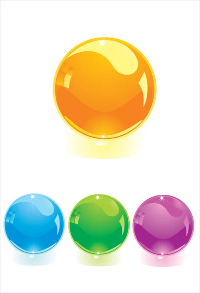 Color Glossy Glass Spheres — Stock Vector