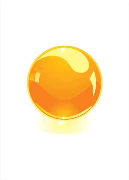 Yellow glossy glass sphere — Stock Vector