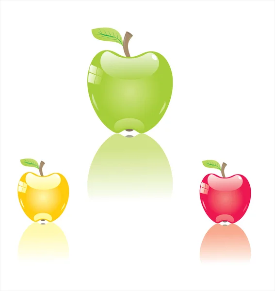 Три Глянцевых Яблока — стоковый вектор