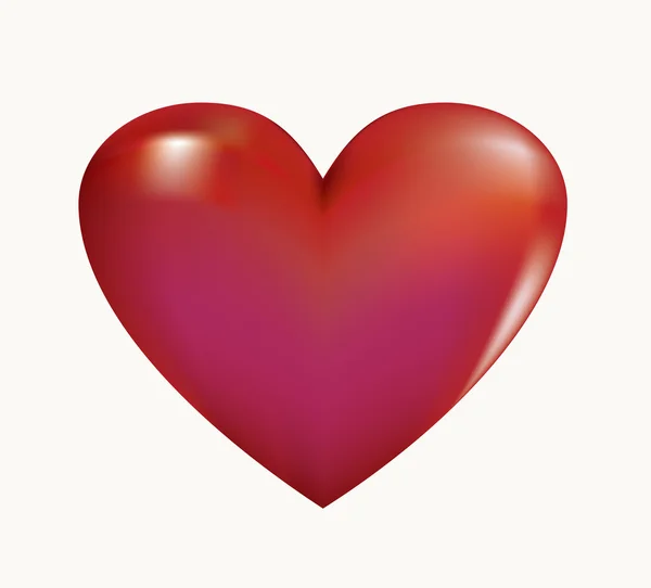 Red glossy heart with patches of light — Stock Vector