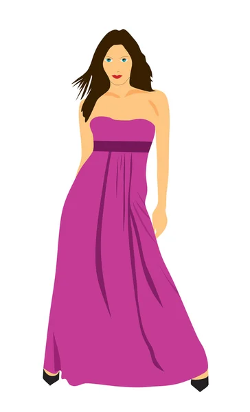 La ragazza con un vestito lilla — Vettoriale Stock