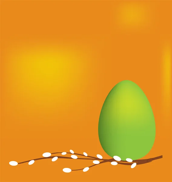 Contexto. Um feriado. Um ovo de Páscoa com um ramo de salgueiro — Vetor de Stock