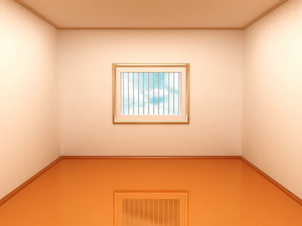 Leeres Zimmer mit Gittern am Fenster — Stockfoto