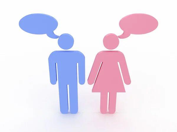 Признаки мужской и женской беседы. 3D — стоковое фото