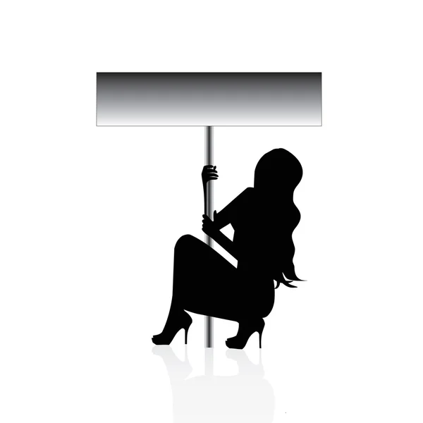 Hirdetőtáblák, elszigetelt fehér ülő nő — Stock Fotó
