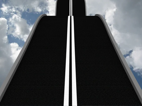 Vägen som leder in i skyen. 3D — Stockfoto